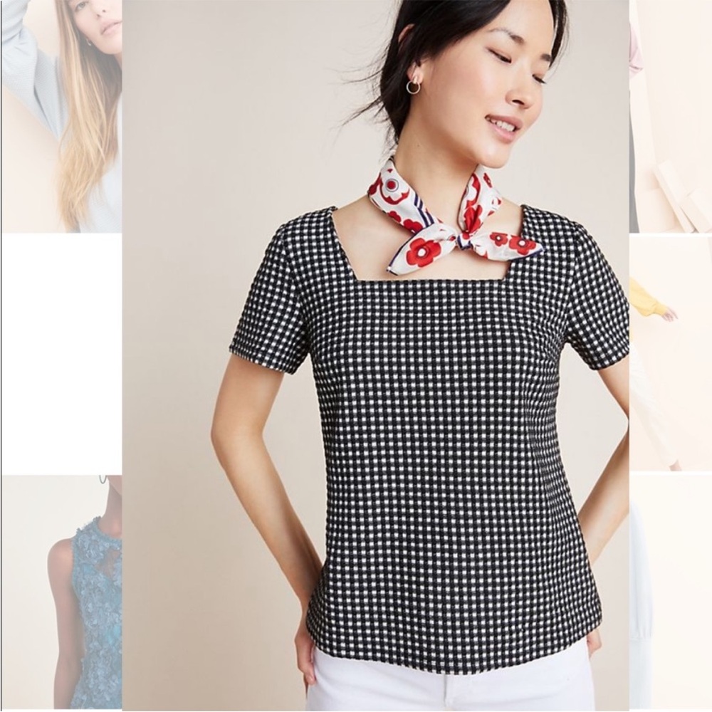 ANTHROPOLOGIE: Gingham Checkered Top